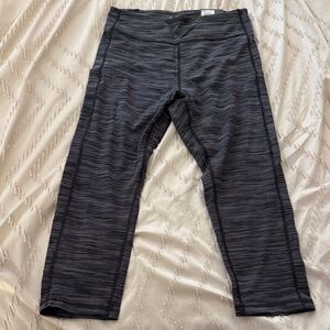 Striped Black and Gray Capri Leggings